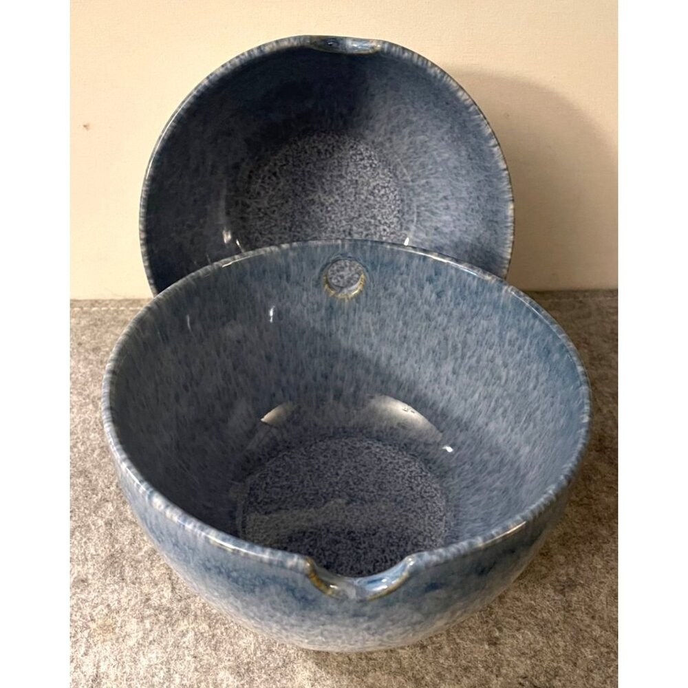 2 Core Kitchen Noodle Bowls with Holes for chopsticks, Blue/White #2465